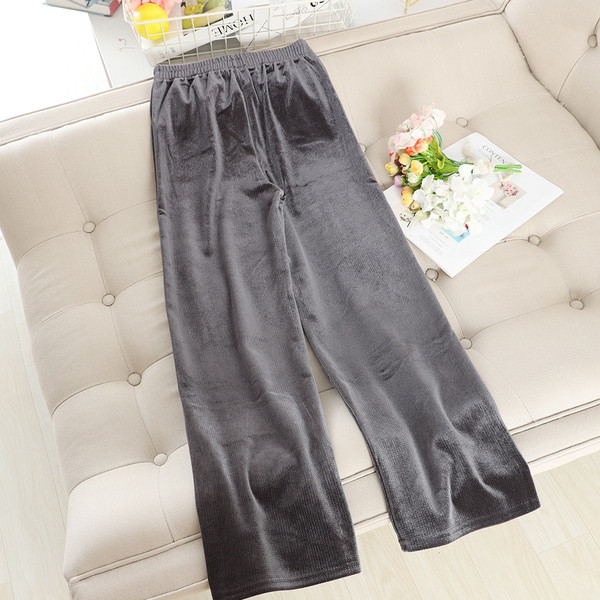 Alkalmi női bársony nadrág elasztikus derékkal, fekete és szürke színben