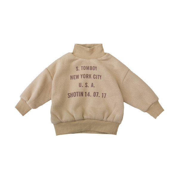 Modern gyerek pulóver polo gallérral és rátéttel barna, lila és bézs színben