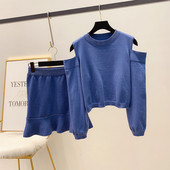 Modern női szoknya szett + pulóver három színben