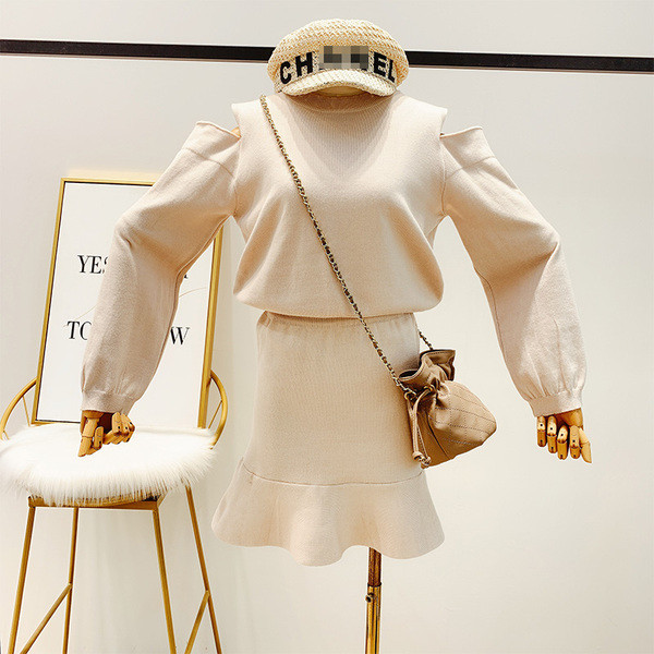 Modern női szoknya szett + pulóver három színben