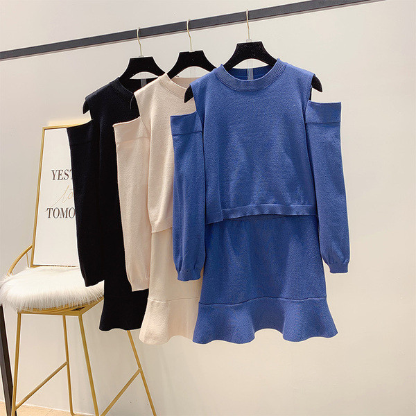 Modern női szoknya szett + pulóver három színben