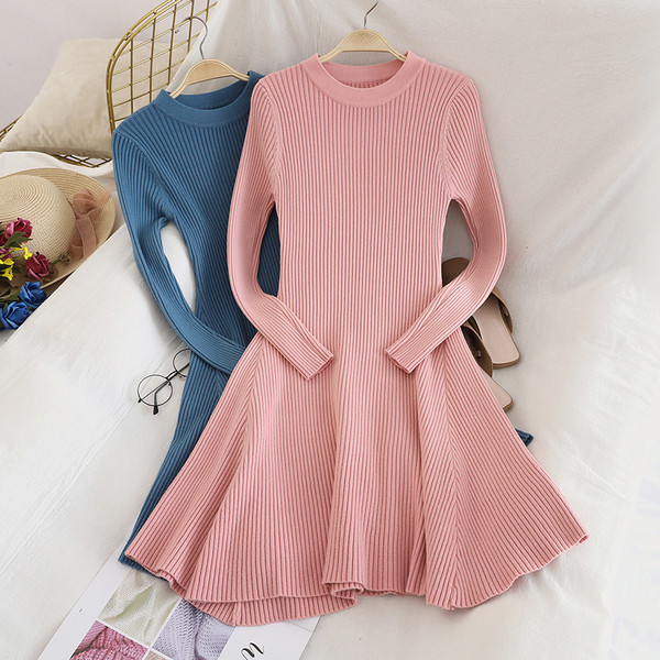 Rochie de dama casual croiala cu maneci lungi in diferite culori