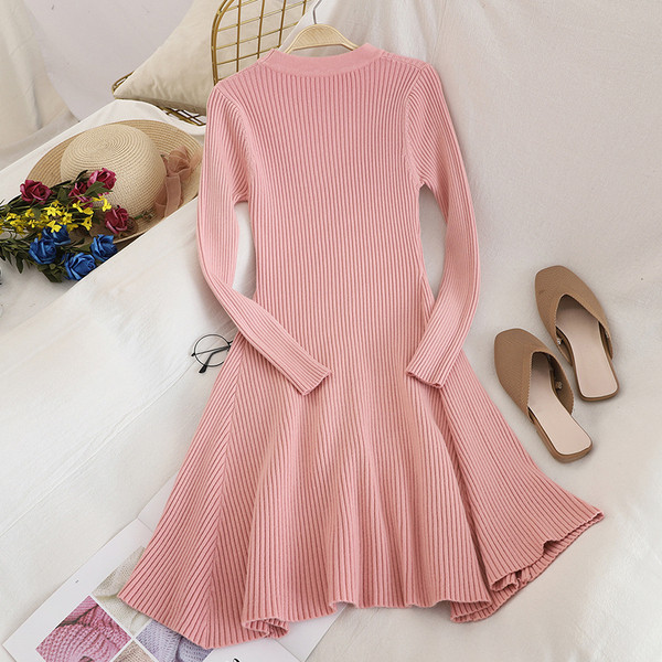 Rochie de dama casual croiala cu maneci lungi in diferite culori