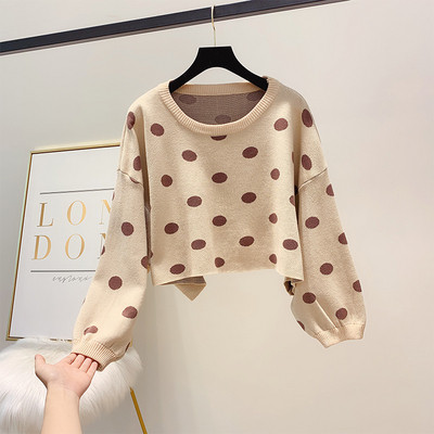 Széles női pöttyös pulóver kerek nyakkivágással, három színben