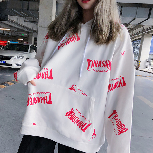 Női alkalmi pulóver fehér felirattal