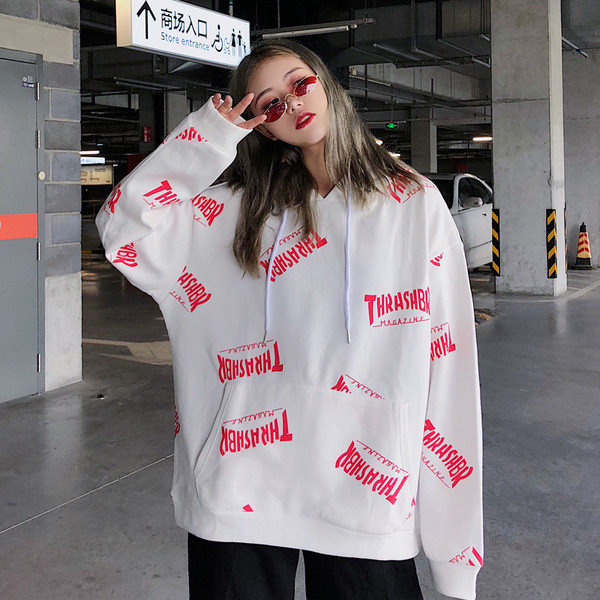 Női alkalmi pulóver fehér felirattal