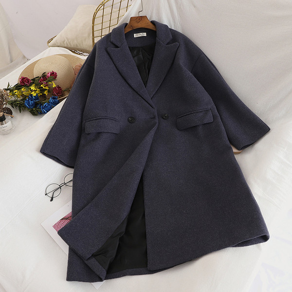 Palton casual de dama cu guler in forma de V in patru culori