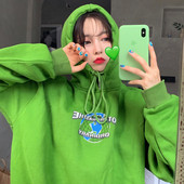 Hanorac casual dama cu aplicare de culoare verde si negru