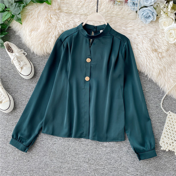 Cămașă casual de damă cu nasturi în diferite culori