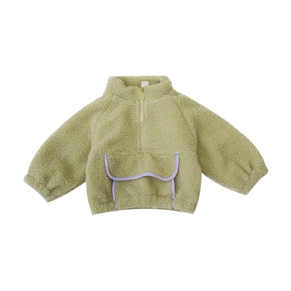 Μοντέρνο παιδικό φούερ με κέντημα σε πράσινο και λευκό χρώμα με φερμουάρ