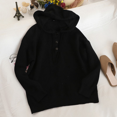 Γυναικείο φούτερ με κουκούλα και κουμπιά σε τέσσερα χρώματα