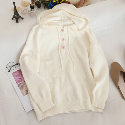 Γυναικείο φούτερ με κουκούλα και κουμπιά σε τέσσερα χρώματα