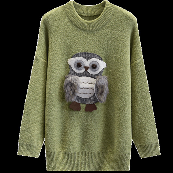 Alkalmi női pulóver 3D elemmel és ovális nyakkivágással