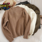 Női alkalmi pulóver O-nyakkal, hat színben