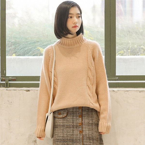 Casual γυναικείο πουλόβερ με υψηλό γιακά σε τρία χρώματα