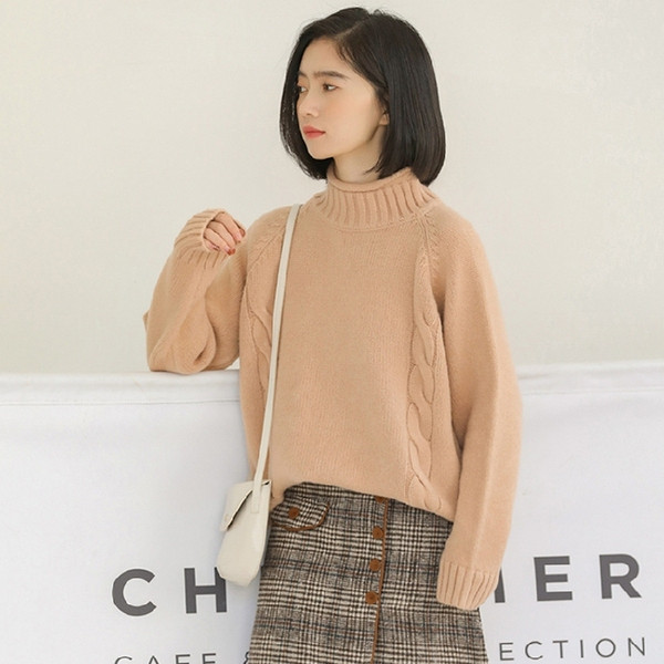 Casual γυναικείο πουλόβερ με υψηλό γιακά σε τρία χρώματα