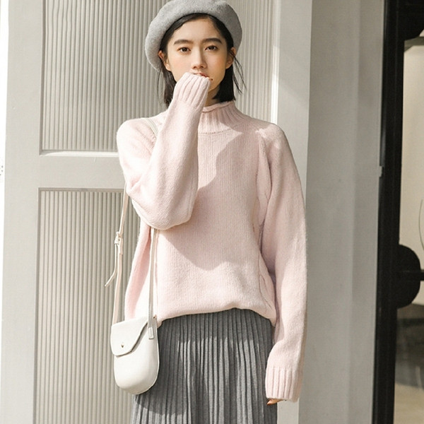 Casual γυναικείο πουλόβερ με υψηλό γιακά σε τρία χρώματα