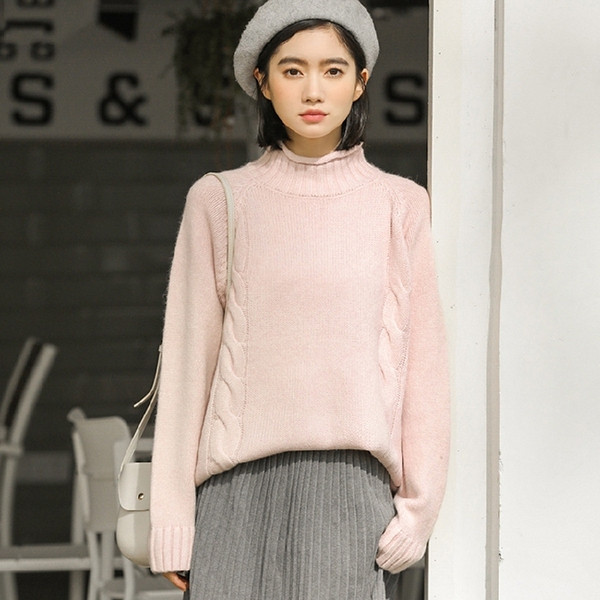 Casual γυναικείο πουλόβερ με υψηλό γιακά σε τρία χρώματα