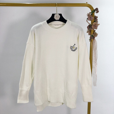 Μακρύ και φαρύ πουλόβερ σε λευκό και κίτρινο χρώμα