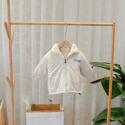 Νέο μοντέλο παιδικό μπουφάνύ με δύο όψεις, πράσινο και μπεζ χρώμα με εφαρμογή