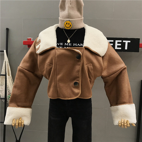 Geaca de dama moderna din piele intoarsa ecologica cu captuseala moale in mai multe culori