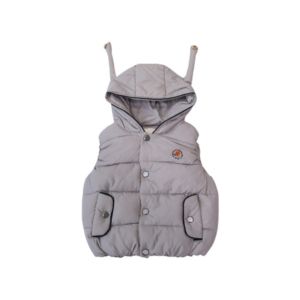 Vesta moderna pentru copii cu gluga in culorile gri, portocaliu si negru pentru baieti