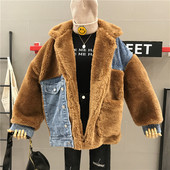 Model nou de jachetă de puf de damă cu buzunar de culoare maro și bej