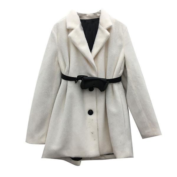 Κομψό γυναικείο κοντό παλτό με ζώνη σε τρία χρώματα