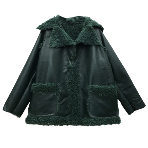 Modern női bőrkabát zsebekkel, három színben