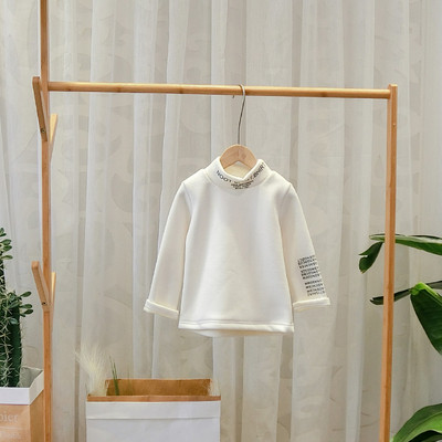 Νέο μοντέλο παιδική μπλούζα με κολάρο και εφαρμογή λευκό και μαύρο χρώμα