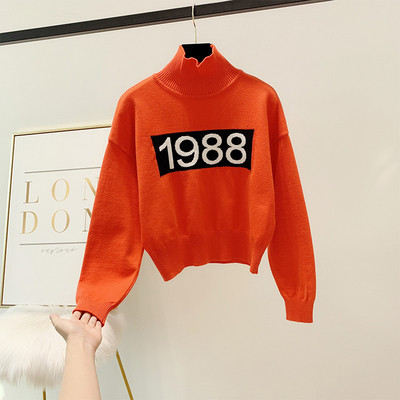 Μοντέρνο γυναικείο πουλόβερ με υψηλό γιακά σε διάφορα χρώματα