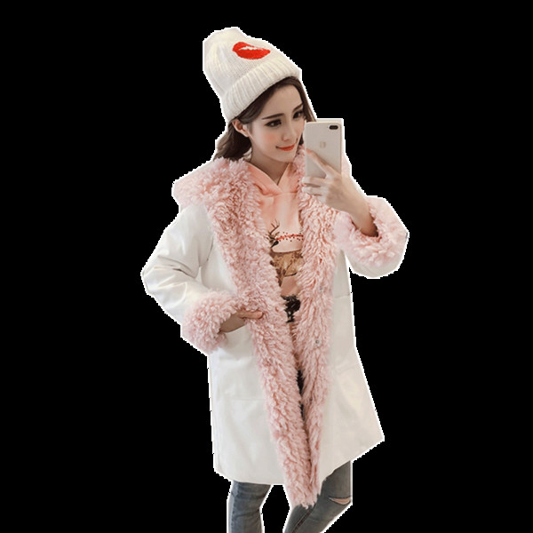 Καθημερινό μακρύ μπουφάν με μαλακή επένδυση, κουκούλα και τσέπη σε λευκό χρώμα