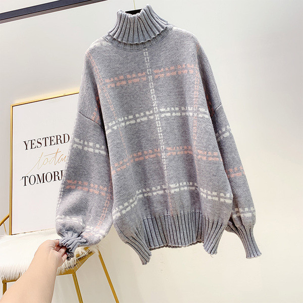 Μοντέρνο γυναικείο πουλόβερ  με μεγάλο κολάρο σε τρία χρώματα