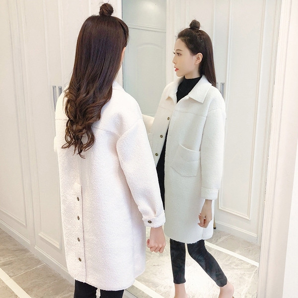 Ежедневно дамско палто с копчета в бял,бежов и розов цвят