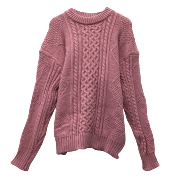 Μοντέρνο γυναικείο πουλόβερ φαρδύ σχέδιο σε ροζ, πορτοκαλί, κίτρινο και λευκό χρώμα