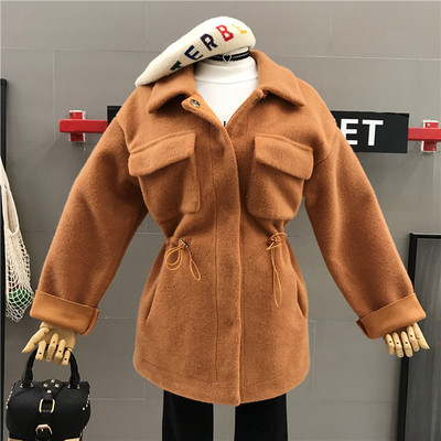 Palton casual de dama cu buzunare si cravate in talie in trei culori