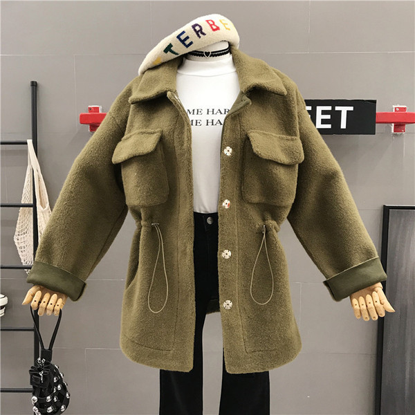 Palton casual de dama cu buzunare si cravate in talie in trei culori