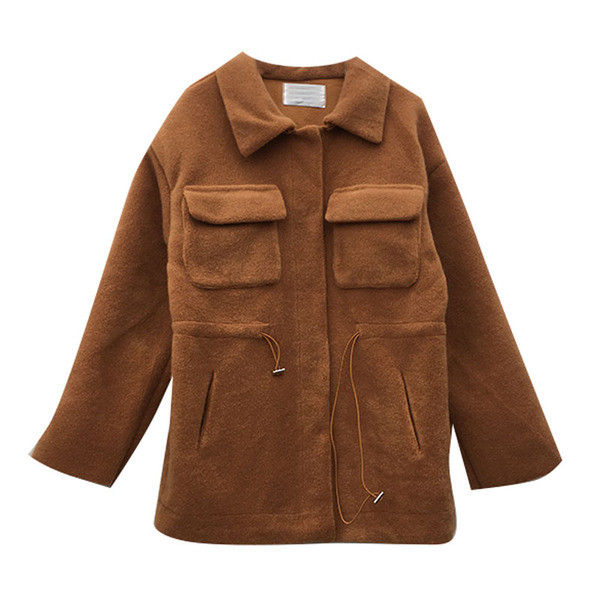 Palton casual de dama cu buzunare si cravate in talie in trei culori