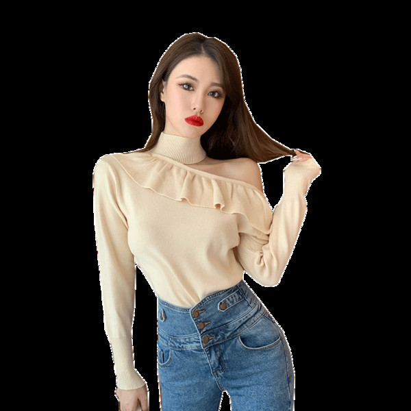 Modern női blúz magas gallérral és fürtökkel, négy színben