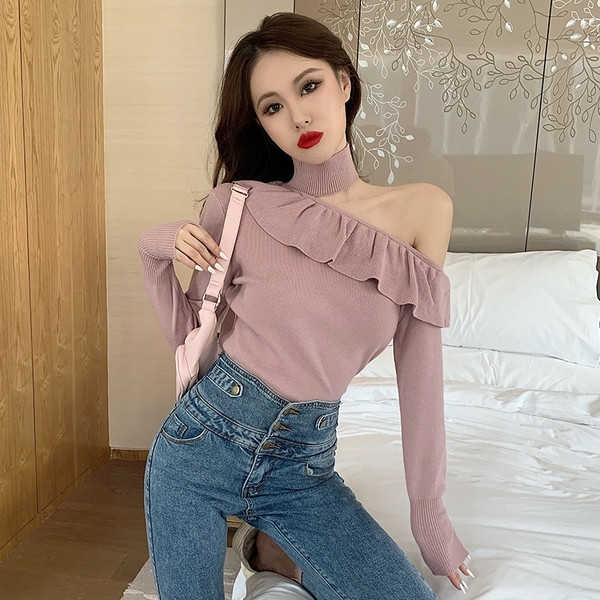 Modern női blúz magas gallérral és fürtökkel, négy színben