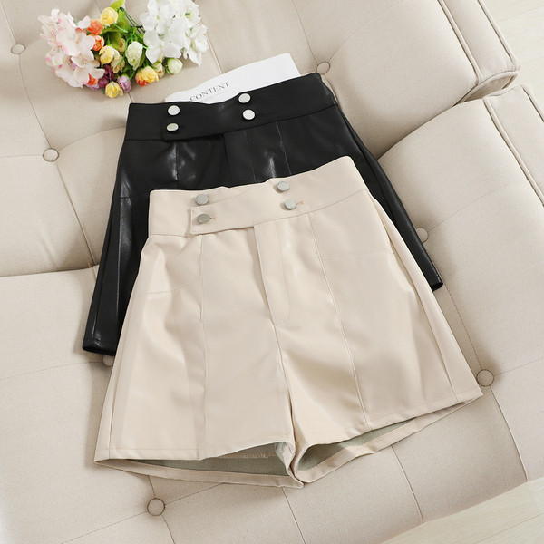 Modern női bőrnadrág, magas derékkal, négy színben