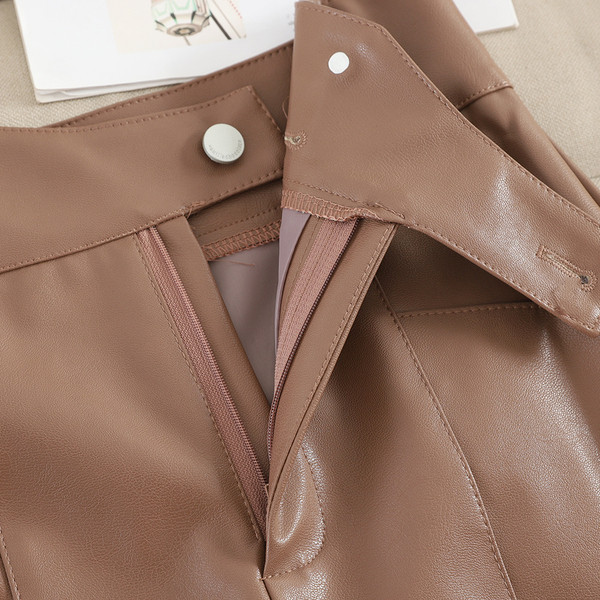 Modern női bőrnadrág, magas derékkal, négy színben