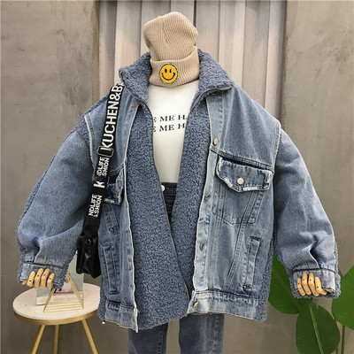 Χειμερινό τζιν μπουφάν φαρδύ μοντέλο σε δύο χρώματα