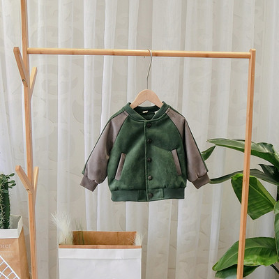 Μοντέρνο παιδικό πουλόβερ με κουμπιά σε ροζ και πράσινο χρώμα για κορίτσια και αγόρια