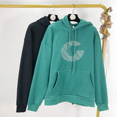 Φαρδύ μοντέλο φούτερ με κορδόνι και κουκούλα σε δύο χρώματα