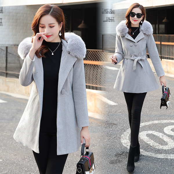 Palton de dama modern cu gluga in jos si curea in talie in mai multe culori