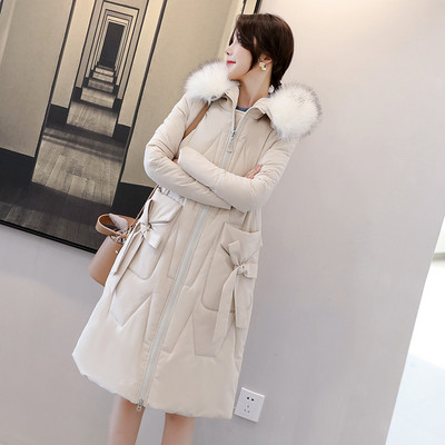 Geaca de iarna de dama moderna cu buzunare - model lung in alb, negru si albastru