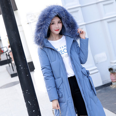 Geaca de iarna de dama moderna cu buzunare - model lung in alb, negru si albastru