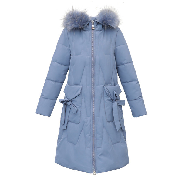 Geaca de iarna de dama moderna cu buzunare - model lung in alb, negru si albastru