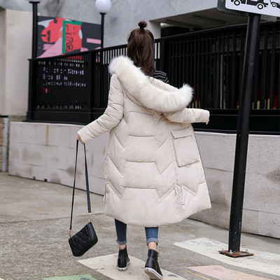 Μοντέρνο μακρύ μοντέλο γυναικείου μπουφάν με κουκούλα και τσέπες σε διάφορα χρώματα